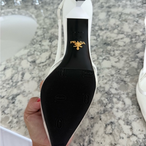 Prada White Mesh Heel Slingbacks - Picture 4 of 7